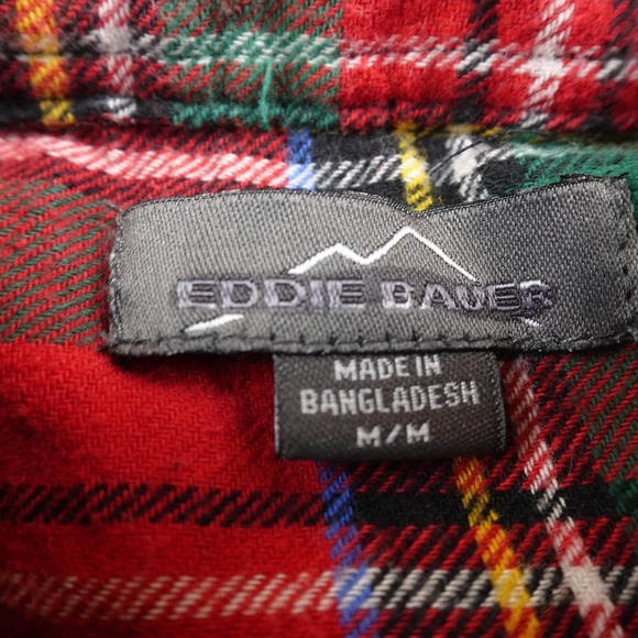 Eddie Bauer Shirt Mens M Red Plaid Flannel Button Up Long Sleeve Outdoor Hike - Picture 5 of 11